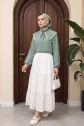 Baby Collar Laced Elastic Sleeve Shirt -Mint Color
