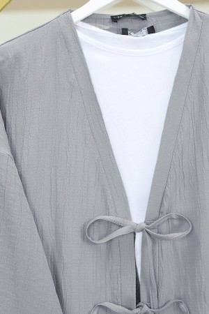 Crinkle Suit with Double Laced Front Trousers  -Grey