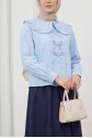 Baby Collar Ribbon Detailed Shirt -Baby Blue