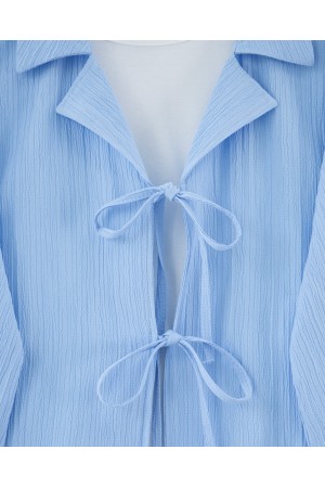 Önü Bağlamalı Etekli Krinkıl Takım   -Bebe Mavi