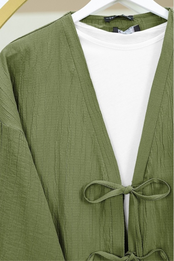 Crinkle Suit with Double Laced Front Trousers    -Khaki