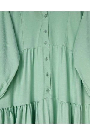 فستان أيروبين قطني نصف أزرار مع ياقة جد -بحري