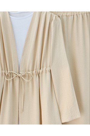 Tunnel Laced Ayrobin Kimono Set - Beige
