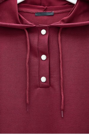 Double Combed Cotton Suit with Snap Fastener Crest Detail  -Maroon