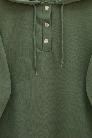 Çıtçıtlı  Arma Detaylı İkili Penye Takım  -Haki