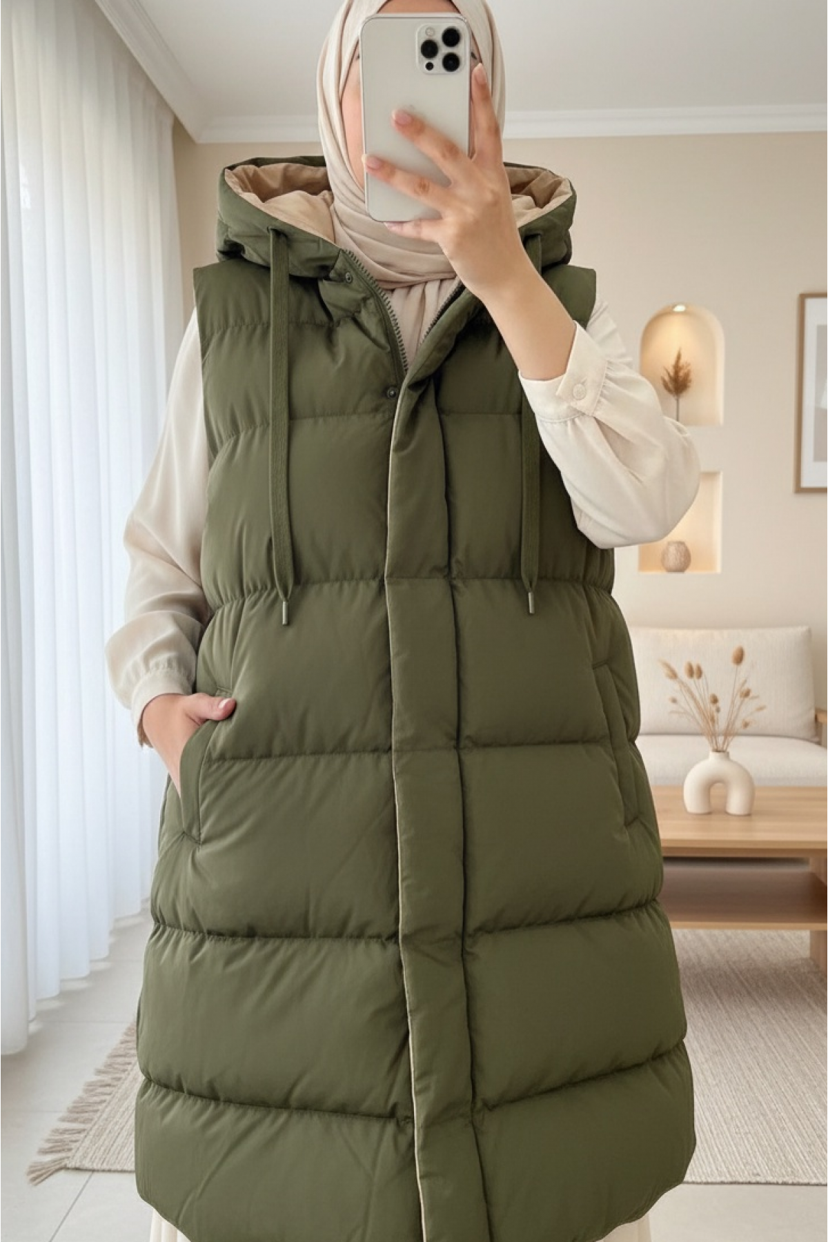Hooded Double Sided Inflatable Vest   -Camouflage