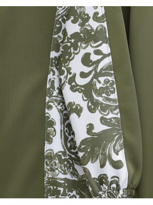 Fermuarlı Kapşonlu Yanları Desenli Scuba Takım -Haki