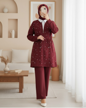 Pearly Tunnel Laced Scuba Suit  -Maroon