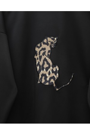 Leopard Figured and Patterned Trouser Scuba Suit -Black