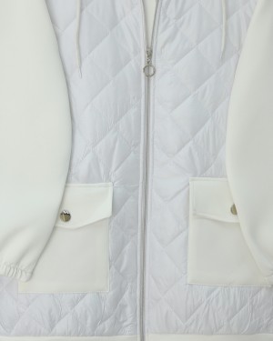 سترة غوص مبطنة بتفاصيل مع جيب -أبيض