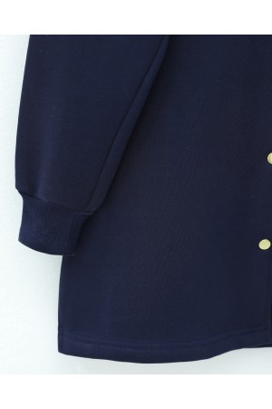 Kapşonlu Önü Çıtçıtlı Beli Kemerli Üç İplik Sweat Kap -Laci