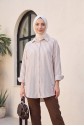 Button-down Striped Linen Shirt -Light coffee