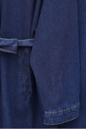 Düğmeli Beli Kemerli Cepli Kot İkili Takım  -Laci