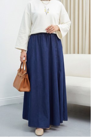 Yan Cepli Beli Lastikli Kot Etek -Laci