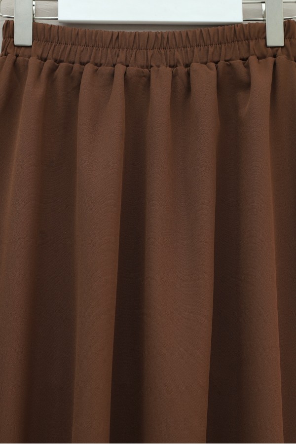 Double-front buttoned, double-breasted collar jacket and skirt set (double crepe). -Snuff