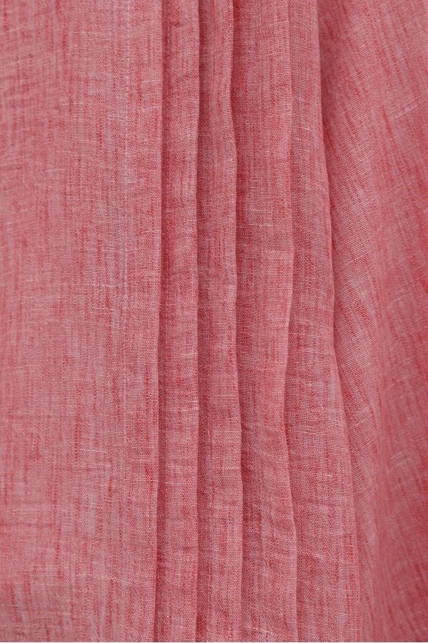 V-Neck Button-Front Pleated Detail Linen Suit -Garnet Color
