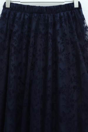 Beli Lastikli Flog Baskılı Astarlı Tül Etek -Laci