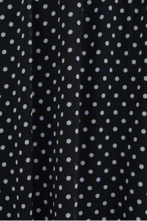 Puantiyeli Beli Lastikli Astarlı Şifon Etek -Siyah