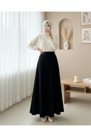 İthal Likralı Krep Kumaş Kiloş Çan Etek -Siyah