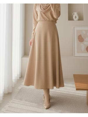 İthal Likralı Krep Kumaş Kiloş Çan Etek -Mink color