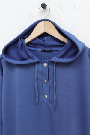 Çıtçıtlı  Arma Detaylı İkili Penye Takım -İndigo