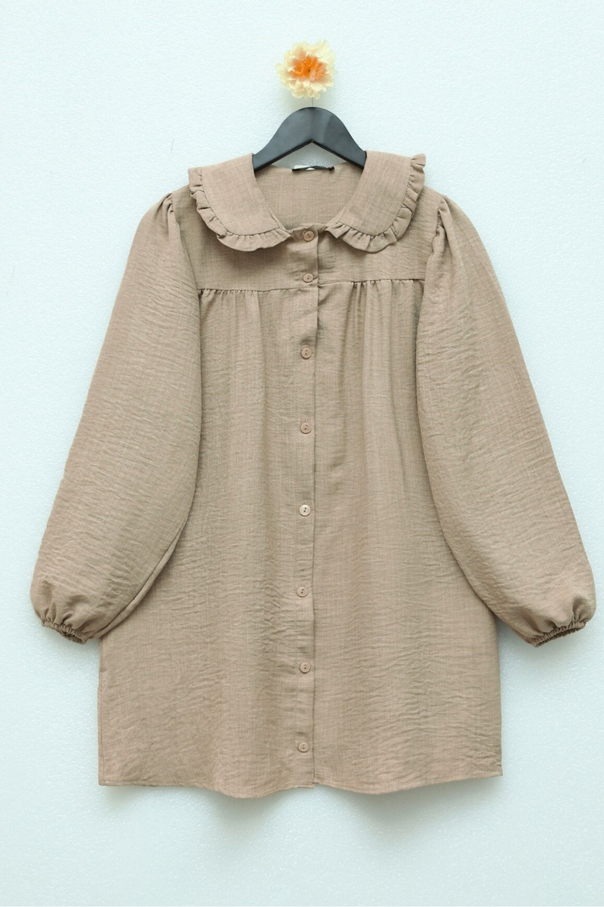 Baby Collar Button Down Tunic   -Mink color