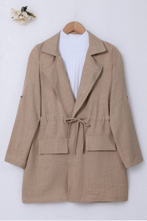 Covered Tunnel Bridge Jacket Linen Set -Mink color
