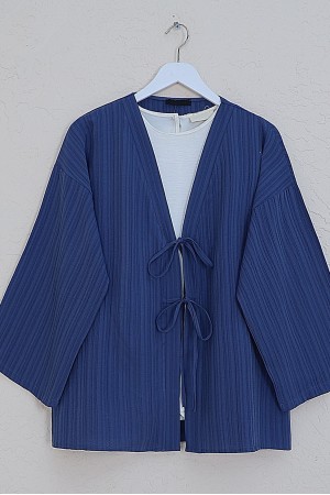 Crinkle Suit with Double Laced Front Trousers -İndigo