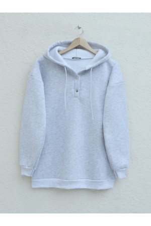 غطاء للرأس بثلاثة خيوط مع مشبك على الياقة -رمادي فاتح