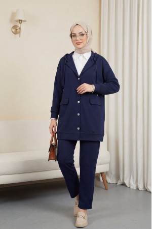 Kapşonlu Kapaklı Cepli Pantolonlu Takım -Laci