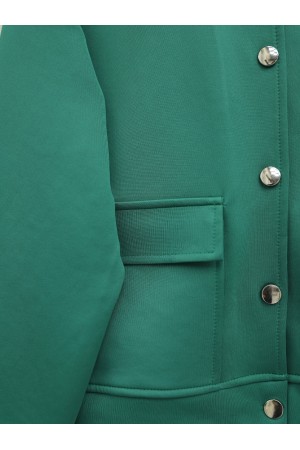 Double Pocket Metal Buttoned Skirted Scuba Suit-Emerald