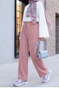 Elastic Waist Velvet Trousers with Pockets -Powder