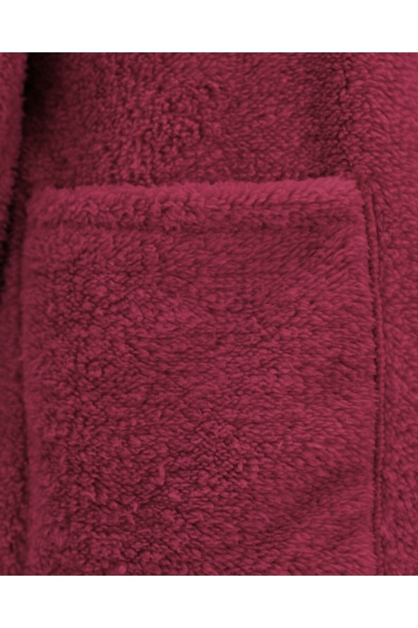 Boydan Düğmeli Cepli Pelüş Ceket   -Bordo
