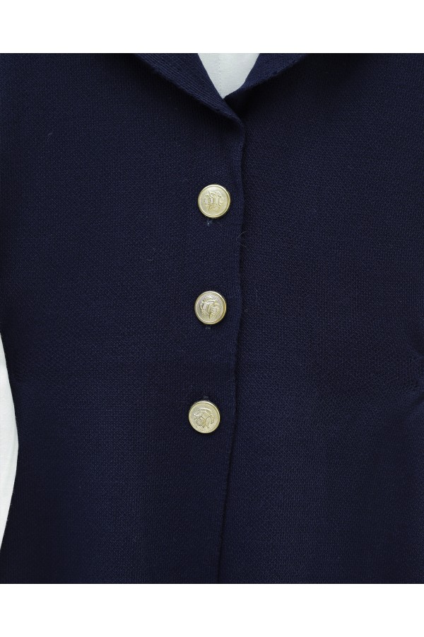 Buttoned V-Neck Vest and Trousers Knitwear Set -Navy blue
