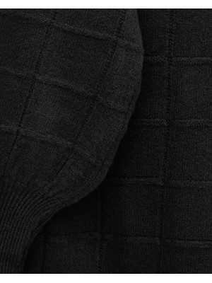 تونيك محبوك ناعم بفتحة مربعة -أسود