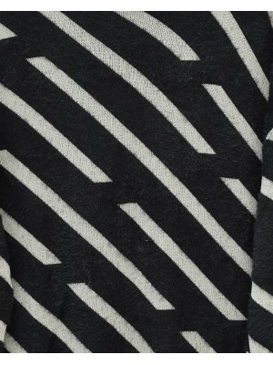 Yan Çizgili Sakallı Salaş Triko Kazak -Siyah