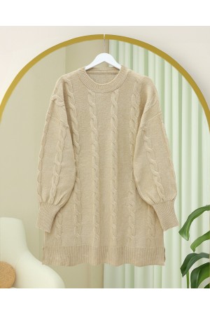 Hair Knitting Pattern Soft Knitwear Sweater -Light Mink