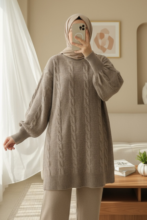 Hair Knitting Pattern Soft Knitwear Sweater - Soil