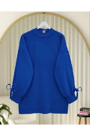 Round  Neck Knitted Detailed Sweater   -Saxe 