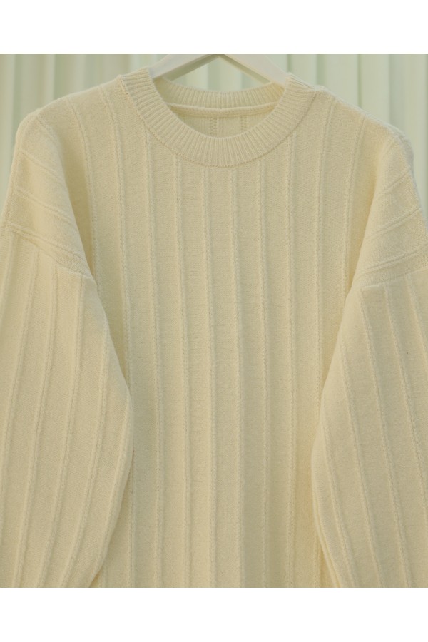 Fitilli Yırtmaçlı Yumoş Triko Tunik -Krem