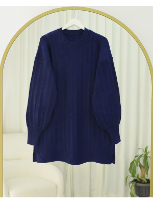 Fitilli Yırtmaçlı Yumoş Triko Tunik -Laci