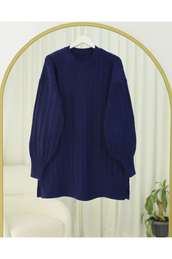 Fitilli Yırtmaçlı Yumoş Triko Tunik -Laci
