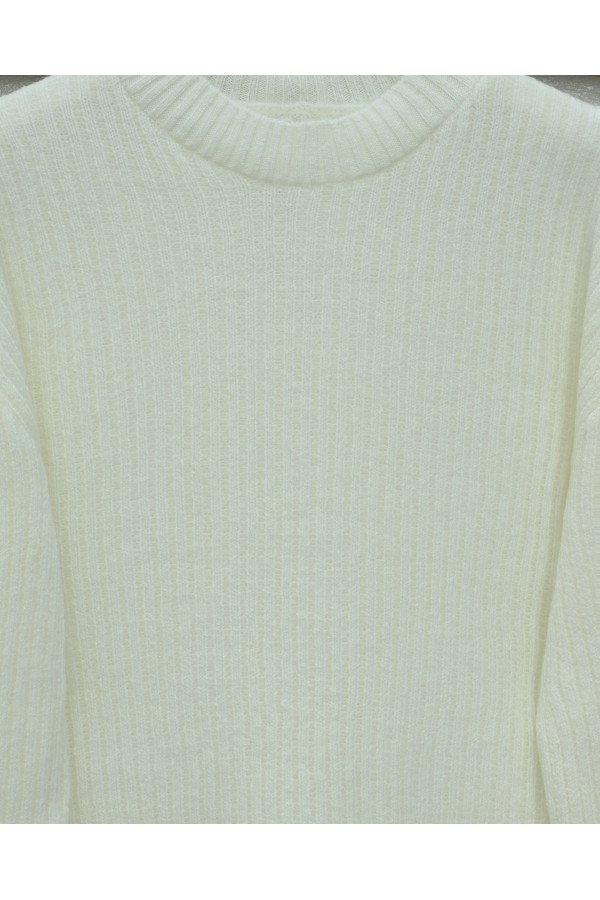 Long Ribbed Knit Sweater -White
