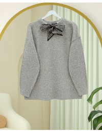 Yakası Fular Detaylı Yumoş Triko Kazak -Toprak