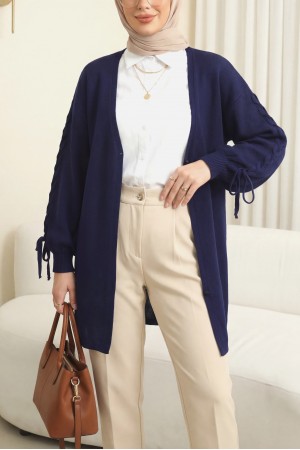 Kolu Saç Örgülü Salaş Triko Hırka -Laci