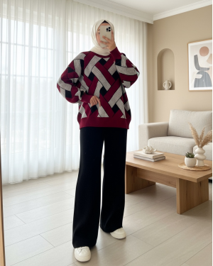 Salaş Triko Pantolon -Siyah