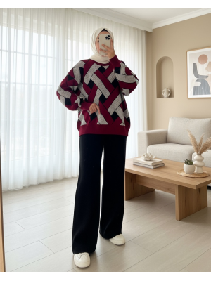 Salaş Triko Pantolon -Siyah