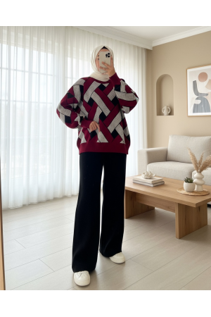 Salaş Triko Pantolon -Siyah