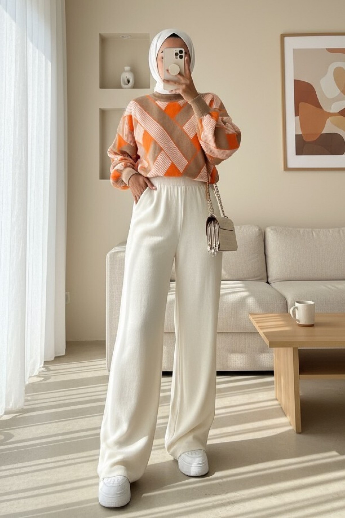 Loose Knit Trousers -Stone