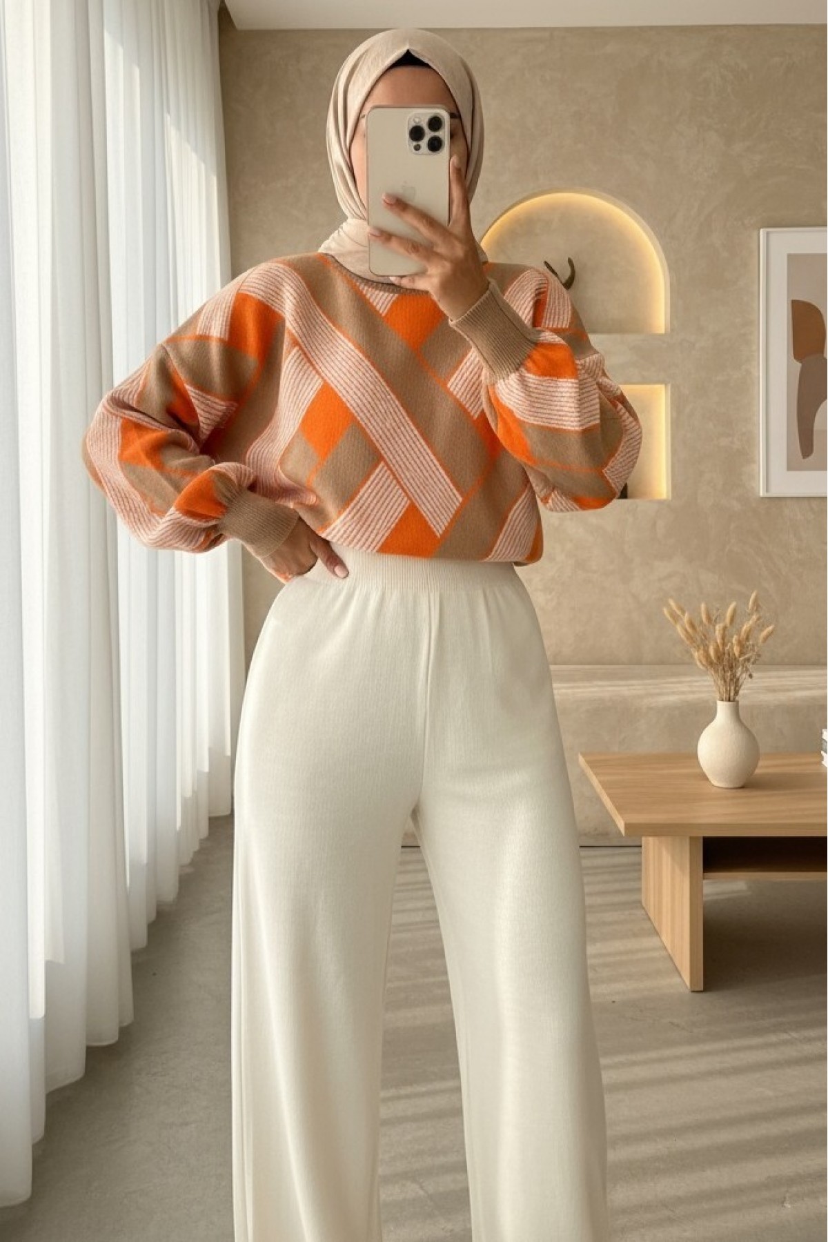 Loose Knit Trousers -Stone